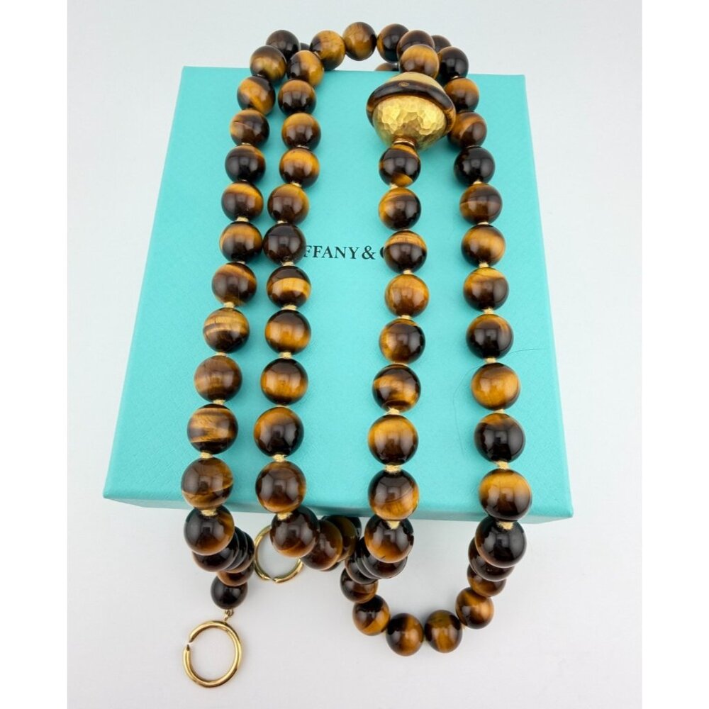 ✨ RARE! Tiffany & Co. Picasso 18k Gold & Tiger's Eye 36" Necklace - 128g LUXE